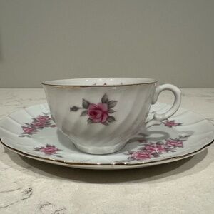 Vintage Floral Teacup and Saucer